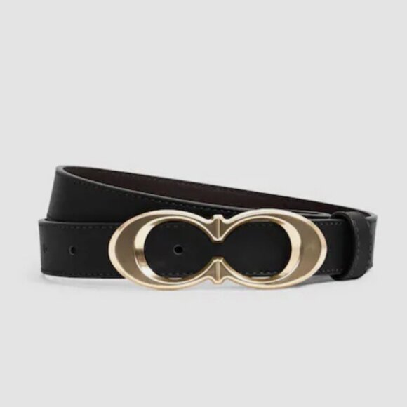 Coach C1725 Women's Signature Buckle Black Leather Belt 25 Mm Size: M - Picture 1 of 8
